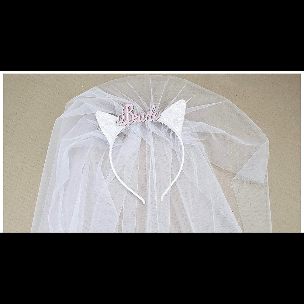 Bride headband cat ears with veil - NWT